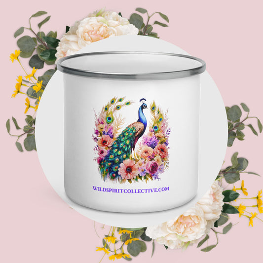 Precious Peacock Enamel Mug